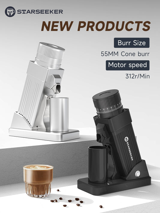 E55 Coffee Grinder, Espresso Single Dose Cone Burr Grinder- Small Footprint Electric Bean Grinder